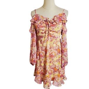 Rewind Pink & Yellow Cutout Dress